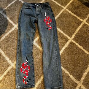 Adika Snake Print Straight leg denim jeans size xs